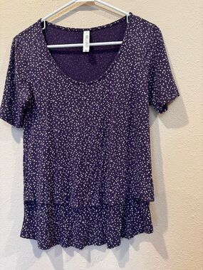 Latched Mama Purple Dot Layered Scoop Neck Nursing Top